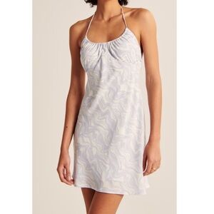 NWT Abercrombie Blue Wave Pattern Halter Mini Dress